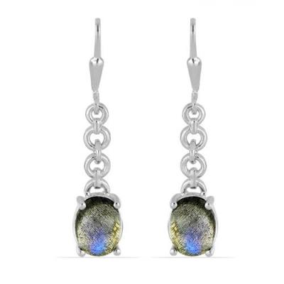 BUY STERLING SILVER  NATURAL LABRADORITE GEMSTONE EARRINGS